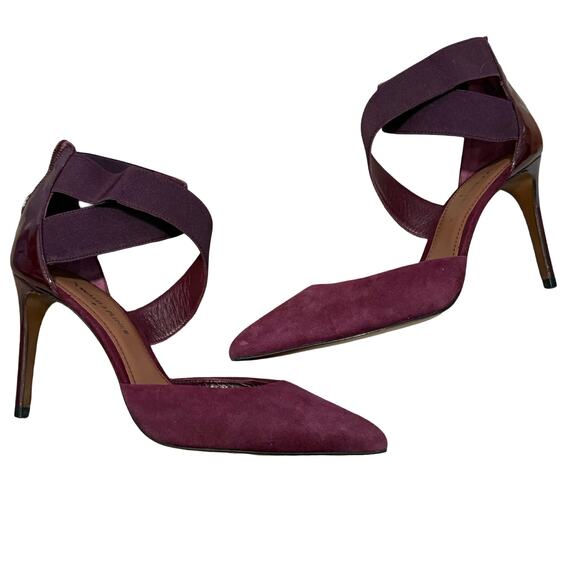 Donald J. Pliner Burgundy Criss Cross Prime Leather Pointy Toe Stiletto Heels 8 - Picture 5 of 12